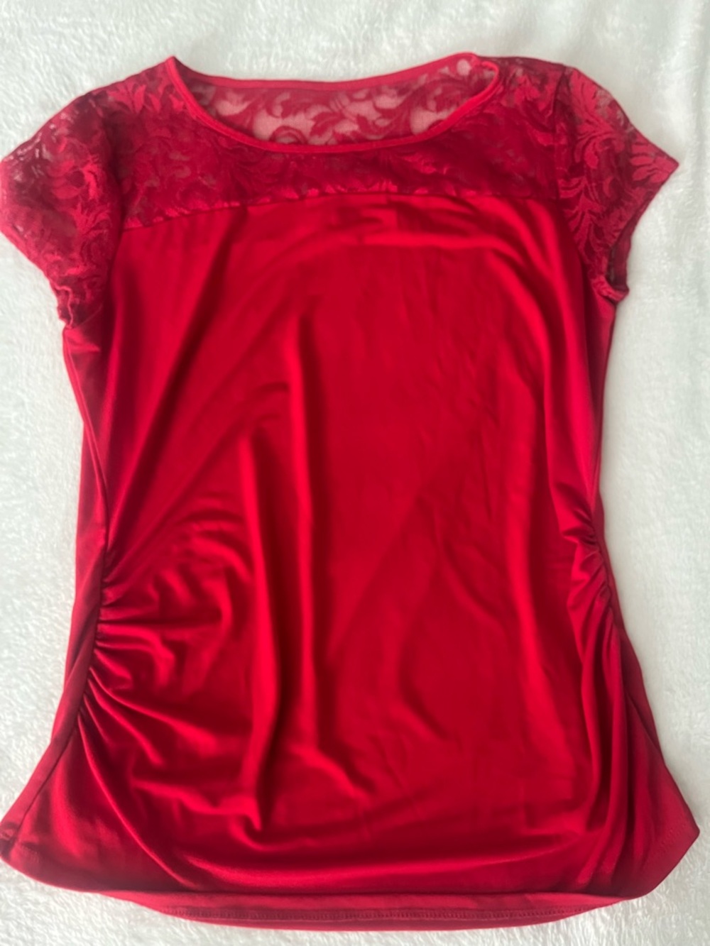 New York & Company Red Lace Top - Picture 7 of 7